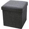 Home Tresor - Pouf Cassapanca Contenitore in Tessuto, Cubo Poggiapiedi Divano Sgabello Pieghevole, Portaoggetti Tavolino da Salotto Mis. cm. 38x38x38 (Grigio)