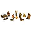 Aurora Store Set Mini Natività Colori Chiari Presepe Statuine in Resina con 10 soggetti Personaggi da h. 9 cm Giuseppe Maria Gesù Bambino Re Magi Asinello Bue
