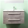 Yellowshop | Mobile Bagno Sospeso 100 cm LIRIO Cemento Chiaro - 2 Cassetti Soft Close, Lavabo Ceramica, Design Moderno e Salvaspazio (Mobile con Lavabo)