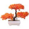 Steellwingsf Accogliente Pino Bonsai Simulazione Artificiale Vaso pianta Ornamento Home Decor scrivania Ornamento Sunset Red