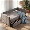 Julyue Divano letto estensibile 90/180 x 200 cm, letto imbottito estraibile, divano letto singolo con rete a doghe, velluto grigio(Nessun materasso)