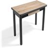 MOMMA HOME MOMMAHOME Tavolo da cucina allungabile Pompei - Tavolo da pranzo moderno, pieghevole e multifunzione, colore rovere rustico e nero, misure 80 x 40 / 80 x 78 cm