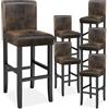 tectake® Set di 6 sgabelli da Bar con Gambe in Legno Massiccio, Seduta Confortevole, Altezza Regolabile 107 cm, Sedia da Pranzo Design Ergonomico, Ideale per Sala da Pranzo e Cucina - Marrone Anticato