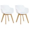 DORAFAIR Set di 2 Pranzo/Ufficio Sedia con Gambe in Faggio Massiccio, Poltrona Moderno Design Sedie Cucina Scandinavo - Blanco