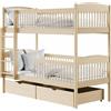 Kids Collective Letto a soppalco per bambini, letto a castello, letto per bambini | legno di pino massiccio, 2 cassetti, sicuro e funzionale | misure: 80x180, 90x190, 90x200 cm | 80x180 cm da 3 a 12 anni | natura