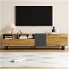 Kelodan Colorblock - Mobile TV con gambe in metallo a forma di U, design semplice a contrasto, tre ante e due scomparti, con venature in legno retrò