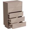 UEV Cassettiera a 5 Cassetti con Motivo a Rombi, Settiminio Spazioso per Archiviazione, Comò Stabile e Durevole per Soggiorno, Camera da letto, Corridoio, 60 x 33,5 x 94 cm, Beige Mocca