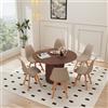 HJhomeheart Tavolo da Pranzo Rotondo da 120 cm con 6 Sedie da Pranzo,Tavolo da cucina con Base in legno, Sedie da Cucina con Schienale in Plastica, per 4-6 Persone,Marrone Scuro+cachi
