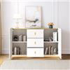 Wyibwy LED Credenza Cucina con 2 ante e 3 cassetti,cassettiera con illuminazione LED,credenza multifunzionale, credenza alta per cucina,sala da pranzo,soggiorno,150x 40 x 80cm,Bianco