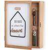 Tefola Cassetta portachiavi in legno, vintage, da parete, 6 ganci, estetica, con motivi per chiavi, portafogli, collane, anelli