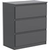 meble masztalerz Cassettiera Camera da Letto con 3 Cassetti - Credenza Soggiorno - Moderna Comò - Cassettiera Alta - Mobiletto con Cassetti - Antracite 70 x 39 x 78,5 cm