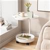 MUMUXIAO Tavolino a forma di C per piccoli spazi, tavolino mobile con ruote, tavolino mobile per soggiorno, camera da letto, tavolino da caffè, per divano letto (bianco)