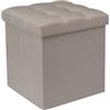 Oceano Pouf Contenitore Pieghevole Poggiapiedi Sgabello in Misto Lino Cassapanca Bauletto Ottomane Porta Giochi Organizzatore Poltrona per Soggiorno Ingresso Camera da letto (Beige Scuro 38x38x38)