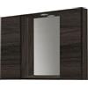 Liberoshopping Specchio bagno contenitore in legno a 2 ante con faretto LED 81x60x16 cm (Olmo Caffè)