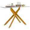 COSTWAY Consolle Ingresso in Vetro Temperato, Tavolo d'Ingresso con Gambe Incrociate in Metallo Placcato e Piedini Regolabili Antiscivolo, Tavolo per Corridoio, Entrata e Salotto (Oro)