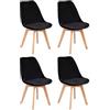 Gremium Set 4 Sedie Con Cuscino Imbottito In Velluto, Struttura In Legno Di Faggio E Seduta Ergonomica Per Arredo Sala da Pranzo, Cucina e Ufficio