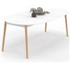 IDMarket - Tavolo da pranzo allungabile rotondo Angela 4-10 Persone bianco piede in legno 110-200 cm