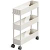 Generic Carrello sottile a 3 ripiani, facile da montare, portatile, salvaspazio, ruota girevole a 360°, organizer per bagno e cucina (bianco)