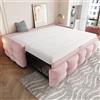 Oxtao - Poltrona letto estraibile in tessuto velluto teddy con doghe 90/180 x 190 cm, letto singolo e matrimoniale, letto multifunzionale salvaspazio per camera degli ospiti e camera da letto (Rosa)