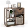 GIANTEX Scaffale portaoggetti con 3 cubi, 60 x 30 x 53 cm, libreria in legno indipendente, 2 livelli con 1 cassetto, mensola da esposizione per soggiorno, studio, ufficio (Marrone)