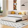 Huayz Divano letto estraibile 90/180 x 200 cm, con rete a doghe, letto multifunzione in tessuto di velluto grigio delicato sulla pelle, design per lettino, letto degli ospiti, a forma di L (beige)