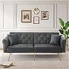 Oxtao Moderno divano letto a 2 posti, rivestimento in velluto, schienale con 3 livelli di regolazione e piedini in metallo dorato, elegante divano con funzione di sonno, salvaspazio, resistente