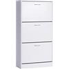 Giulia Grillo Scarpiera salvaspazio slim in legno Bianco, Scarpiera slim 3 ante salvaspazio da ingresso in legno, 60X24X115