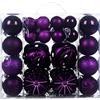 rockible 48 Palline di Natale, Palline Albero di Natale in Materiale Pp, Decorazioni Sospese con Anello per Appenderle, Diametro di 4-8 Cm, per Matrimoni, Fidanzamenti, Anniversari, Viola