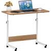 Rcynview 80 x 40 cm Scrivania con Ruote, Scrivania Regolabile in Altezza, Slot per Laptop,Tavolino da Letto per pc, Scrivanie per Cameretta, Ufficio, Divano in Soggiorno, Rimovibili, Marrone