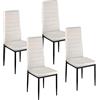 Baroni Home Set di 4 Sedie da Pranzo con Schienale Alto e Seduta Ergonomica con Cuciture Decorative, Sedie Eleganti Imbottite in Velluto con Struttura in Acciaio, 42x43x98 cm Velluto Bianco