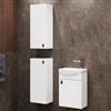 Planetmöbel Set di mobili da bagno lavabo con mobiletto 40 x 60 x 29 cm con 2X armadi midi 32 x 75 x 23 cm per bagno e WC ospiti, bianco