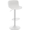 CLP Sgabello da Bar Seduta in plastica Almada I Sgabello da Bar Regolabile in Altezza I Girevole a 360° con Schienale e poggiapiedi, Colore:Bianco