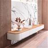 XDXINY Supporto TV Sospeso in Legno Massello per Soggiorno Casa - Tavolino Supporto TV 140, 160, 180, 200, 220, 240 cm, Diverse Dimensioni (Bianco-Marrone, 120 x 20 x 24 cm)