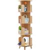 LoyaltyClivia Libreria girevole a 360 gradi, libreria girevole in legno massello, supporto portaoggetti angolare su piede, libreria multifunzionale per soggiorno, studio, camera da letto (4 piani)