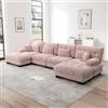 Ligterra Divano con funzione sleep, divano a U con funzione sleep, divano angolare modulare, set di divano a forma di U, 4 posti, comodi divani cloud con pouf mobile, combinazione fai da te, grigio
