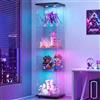 BPKADHY Vetrinetta in Vetro,Vetrinetta Espositiva LED RGB a 7colori,Vetrina Soggiorno Moderna con 4 Ripiani in Vetro con 1Porta e Serratura,Vetrine per Collezionismo,164x42.5×36.5cm,Vetrina negozio,Nero