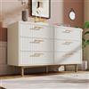 Goeria Cassettiera con 6 cassetti, colore bianco, credenza per tutti gli spazi abitativi e alta, per camera da letto, bianco (H75/B120/T40 cm con 6 cassetti)