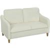 HOMCOM Divano 2 Posti Imbottito in Sherpa Traspirante con 2 Cuscini Rimovibile e Lavabile, Struttura in Legno di Eucalipto, Divanetto Salvaspazio con Braccioli, Soggiorno, Salotto, 137x69x82 cm, Crema