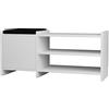 BAKAJI Panca Scarpiera Portascarpe Ingresso Casa con 2 Ripiani Porta Scarpe + Anta in Legno Panchina con Cuscino Imbottito in Tessuto Mobiletto Multiuso Dimensione 100 x 44 x 35 cm (Bianco)