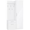 BDW Set di 5 ganci appendiabiti con specchio, armadio con anta e cassetto, moderni, 180 x 100 x 35 cm (bianco)