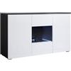 MB Muebles Bonitos, Credenza Madia Soggiorno Luke A2, Melamina Lucida, LED, Nero e Bianco, 120x72x40cm