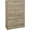 Composad | Scarpiera della Linea FACILE Doppia Profondità, Bassa, con 3 Ribalte, Fino a 18 paia di Scarpe, (LxAxP) 65x100x25 cm, Rovere Sonoma, Made in Italy