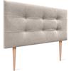 DHOME Testiera Capitone imbottita in similpelle o tessuto Acualine con gambe in legno di pino spessore 8 cm Testiere letto imbottite trapuntate Capitone (Tessuto Beige, 105 (105))