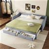 Soweiz Letto da giorno, 90 x 200 cm, divano letto con due cassetti, letto singolo, lino, stile minimalista (senza materasso) (grigio)