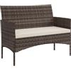 Outsunny Divano da Giardino in Rattan, 2 Posti, Divano da Esterno in PE Wicker con Cuscini e Tappetini Antiscivolo, Struttura in Acciaio per Balcone, Veranda, Giardino, Beige