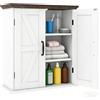 LIFEZEAL Mobiletto Bagno Salvaspazio da Parete, Bianco, Pensile Bagno Sospeso a Muro a 2 Ante con 3 Ripiani, Regolabile, Armadietto, Armadio, Mobile, per Cucina, Farmacia, in Legno, 53,5x22,5x60cm