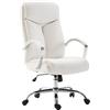 CLP Sedia Ufficio Vaud XL In Similpelle I Poltrona Ergonomica Girevole Alto Schienale E Braccioli, Colore:bianco