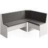 Vicco Gruppo panca ad angolo Ramon, Bianco, 150 x 51 cm con spazio di archiviazione, con vano portaoggetti sotto la seduta per spazio aggiuntivo