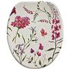 VR VETRINEINRETE Vetrineinrete® Copriwater in Legno MDF serigrafato tavoletta da Bagno WC con Stampa Fiori Rosa Cerniere in Acciaio 43x38 cm