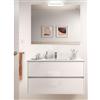 Yellowshop | Mobile Bagno Sospeso 90 cm NOJA con Lavabo in Ceramica, 2 Cassetti Soft Close, Specchio e Applique LED - Design Moderno (Bianco Lucido)